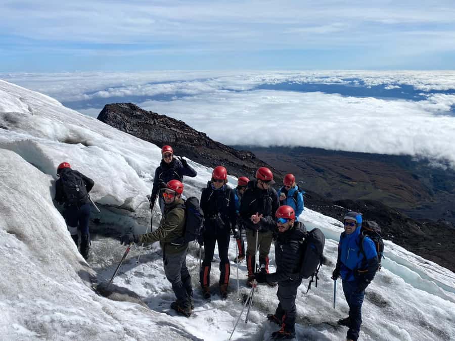 Ascent to Villarrica volcano 2,847masl, from Pucón - Safety briefing and the long uphill section