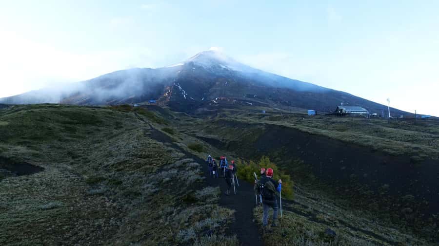 Ascent to Villarrica volcano 2,847masl, from Pucón - The descent: snow sliding or a long walk