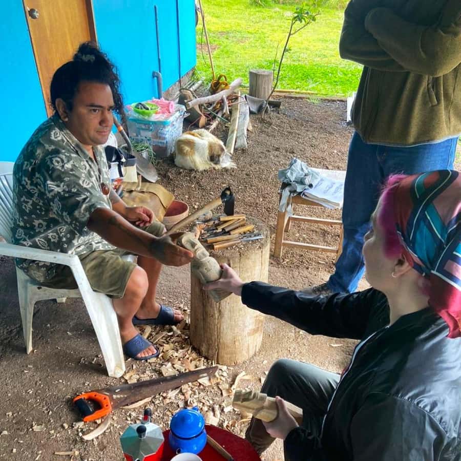Easter Island: Demo of How to Carve a Moai statue - Seeing a moai take shape from wood