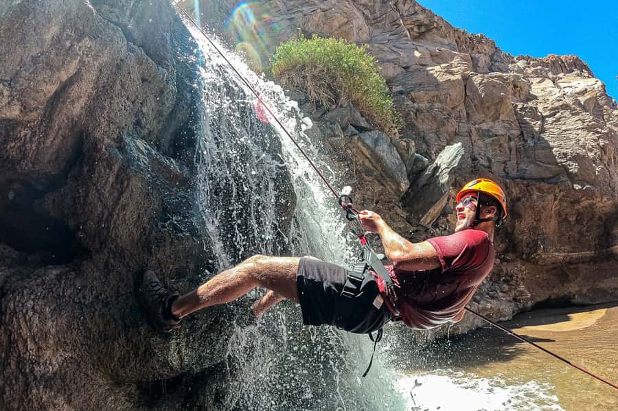 San Pedro de Atacama: Desert Tour with Canyoning & Trekking - Learning to rappel before the first waterfall