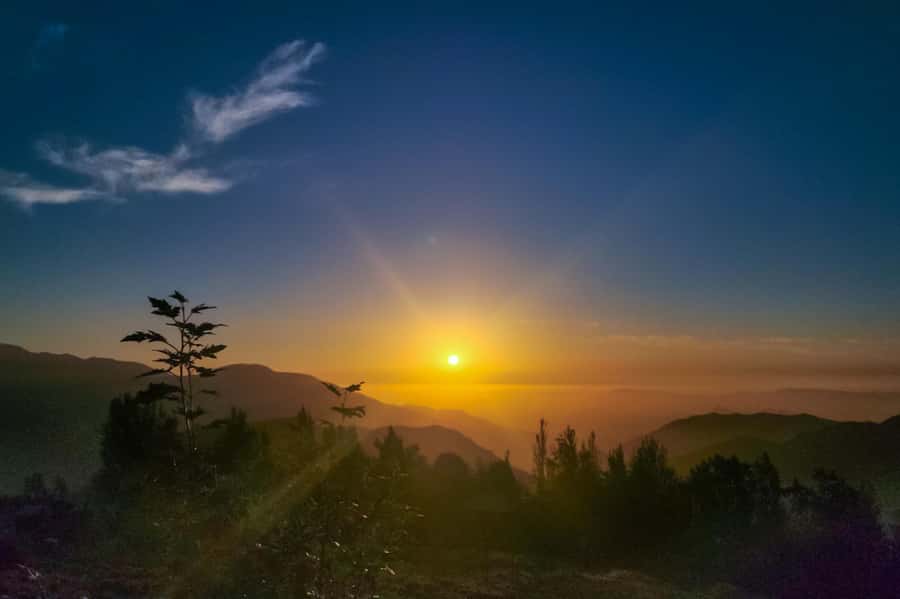 Sunset over the Andes Mountains - The mountain road and first viewpoint