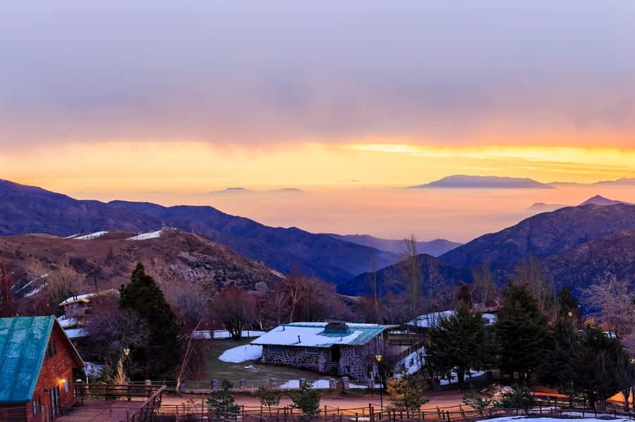 Sunset over the Andes Mountains - Farellones, a mountain village with a slower mood